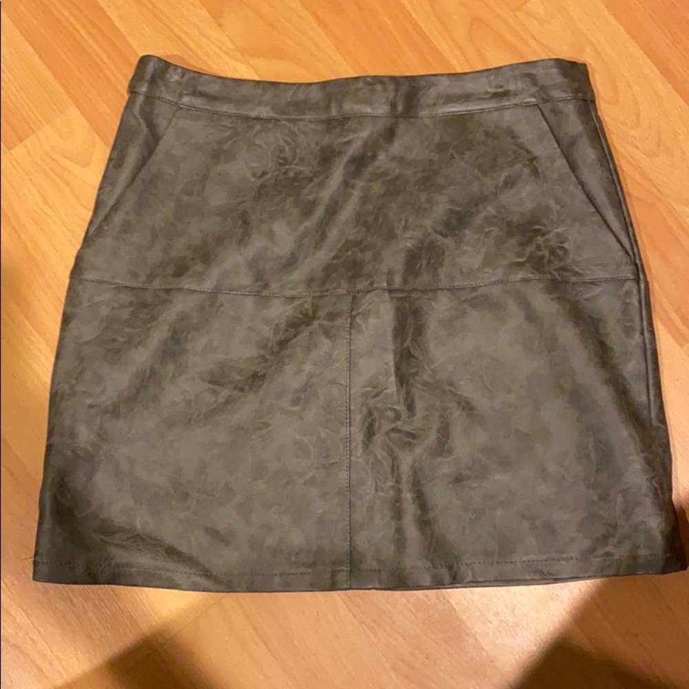 Green leather skirt